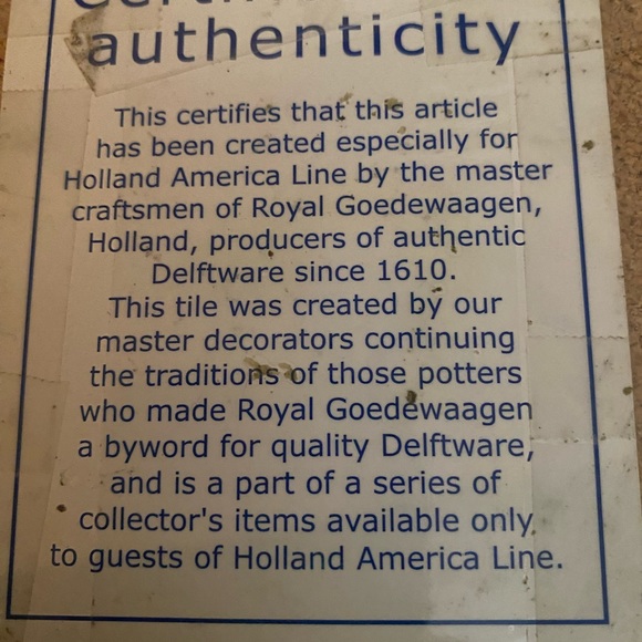 HOLLAND AMERICA CRUISE LINE Ceramic Tiles Tray Serving 11 tiles Delft - Picture 9 of 9